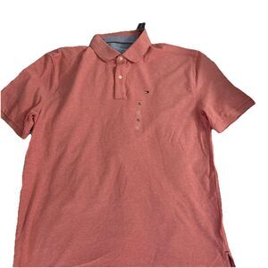 Tommy Hilfiger Men's Heather Pink Slim Fit Solid Stretch Mesh Short Sleeve Polo